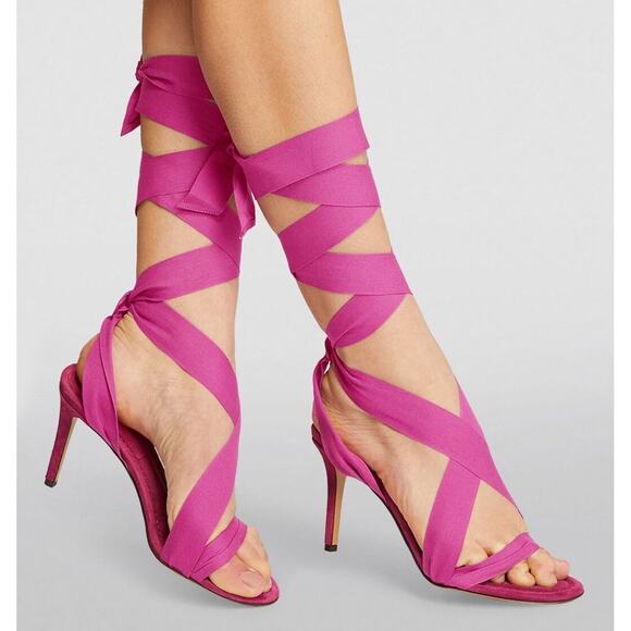 Isabel Marant Arieli Ankle Tie Sandals Pink Lace-up Stiletto Sz 40 / 9.5 US - Picture 1 of 13